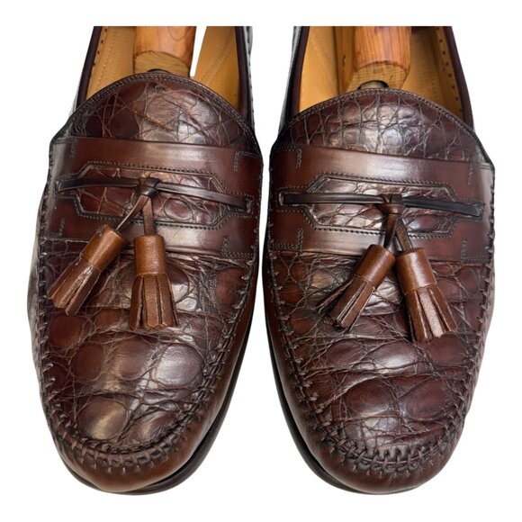 Mezlan Costa Tassel Loafers Brown Croc and Leather Slip on Men\'s 10 Spain main image 13